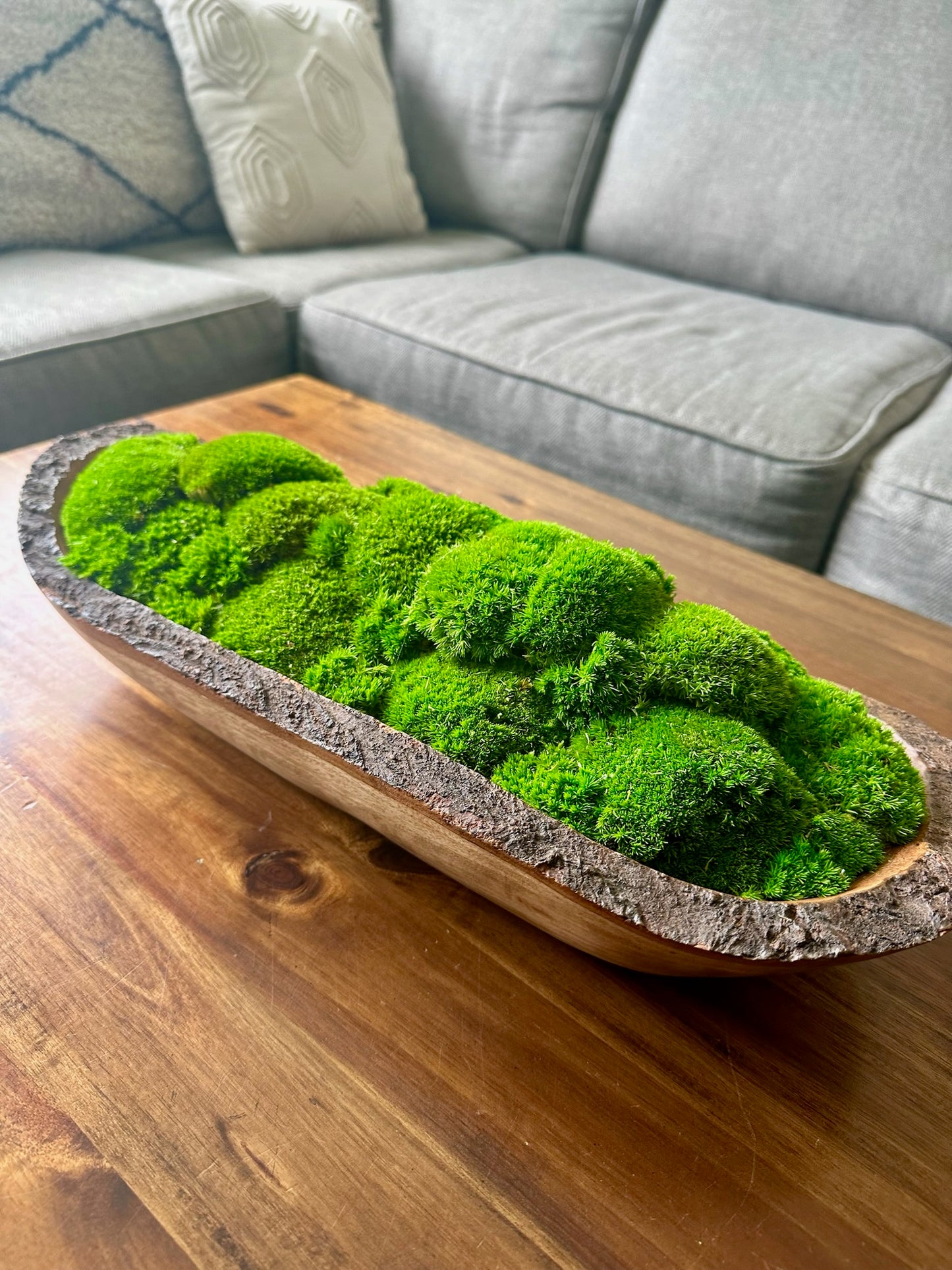 Moss Centerpiece Large | Pole Moss | Moss Planter | Preserved Moss Gift | Wood Nature Bowl | Green Pole Moss | Gift | Wedding