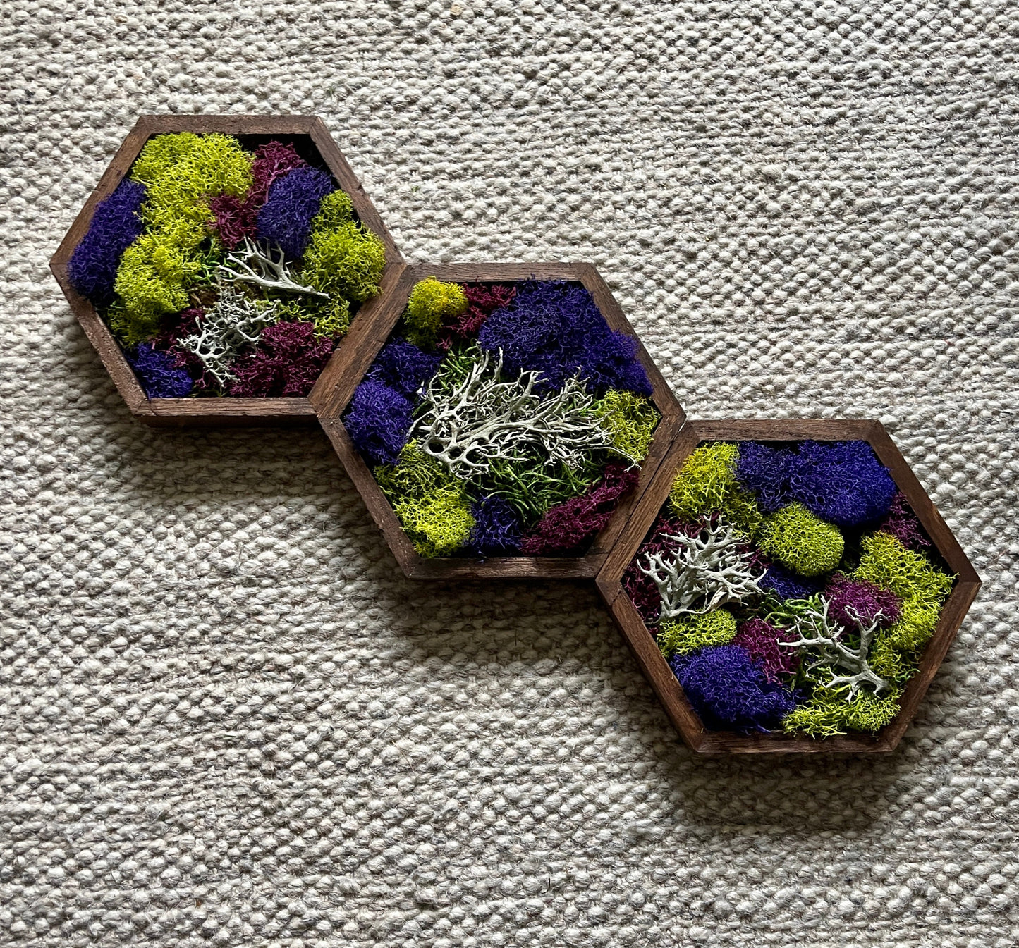 Honeycomb Moss | Wall Art | Home Decor | Wood Hexagon | Green and Mixed Colours