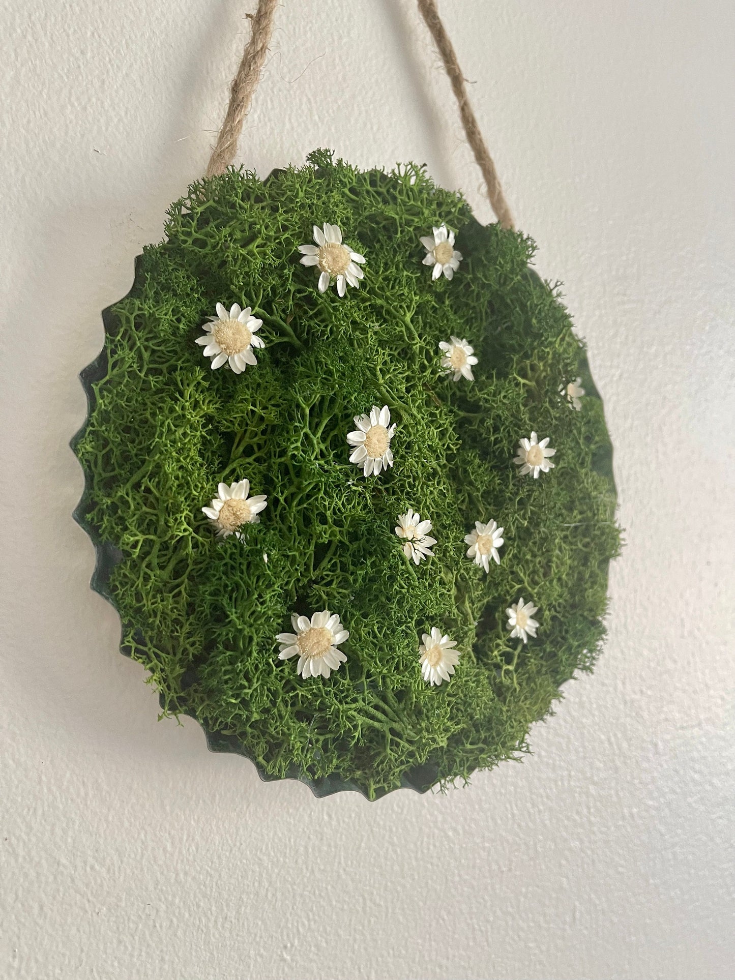 Moss Wall Art | Home Decor | Metal | Green with Preserved Flowers | USA - TARIFF FREE