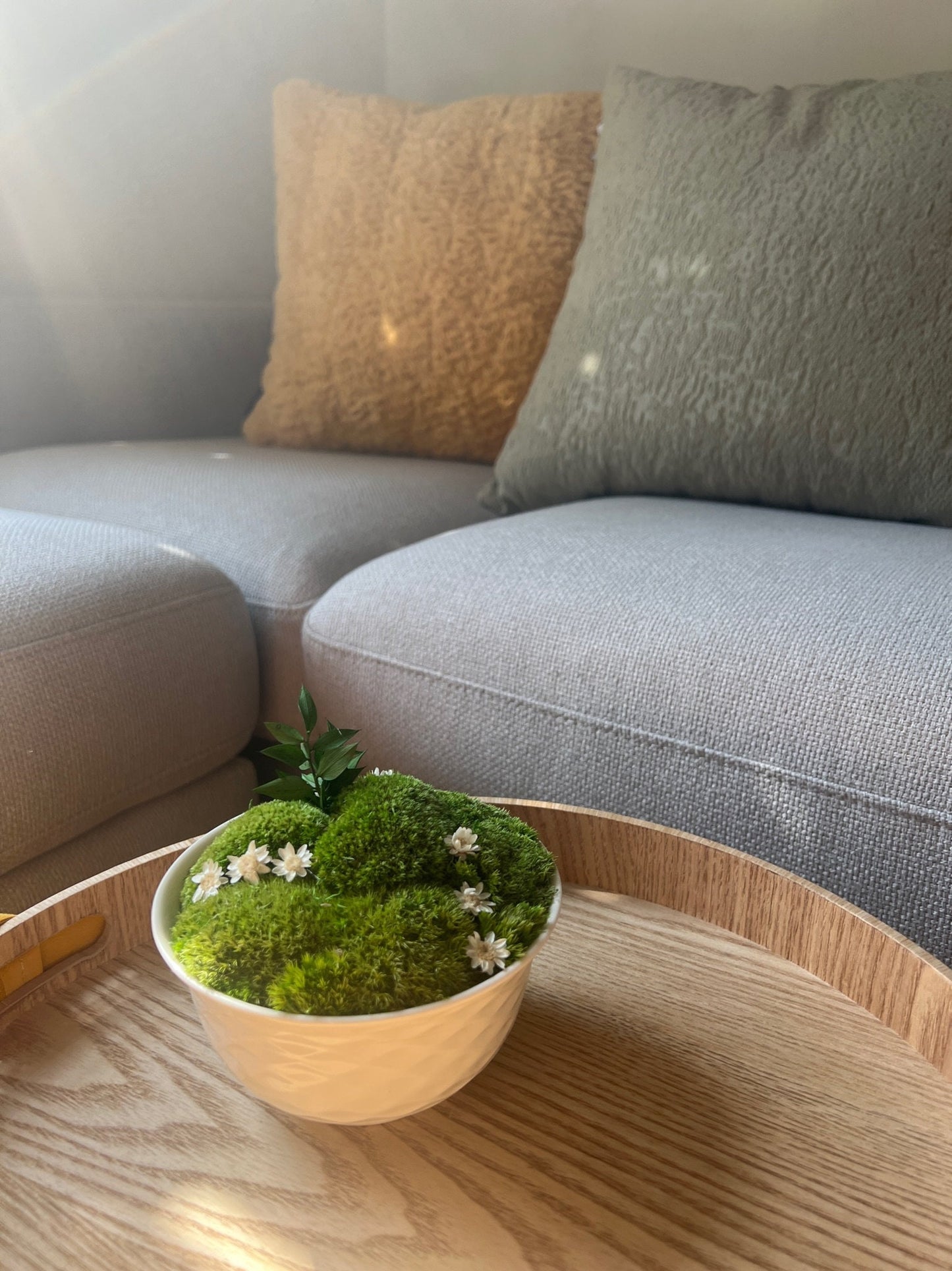 Moss Bowl Centrepiece | Moss | Preserved Moss Gift | Ceramic Moss Bowl | One of a Kind | Green Pole Moss | Preserved Fern | Wedding Gift |