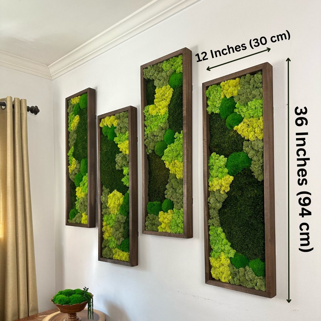 Preserved Moss Wall Art: Reindeer & Sheet Moss, Rectangle Set | USA - TARIFF FREE