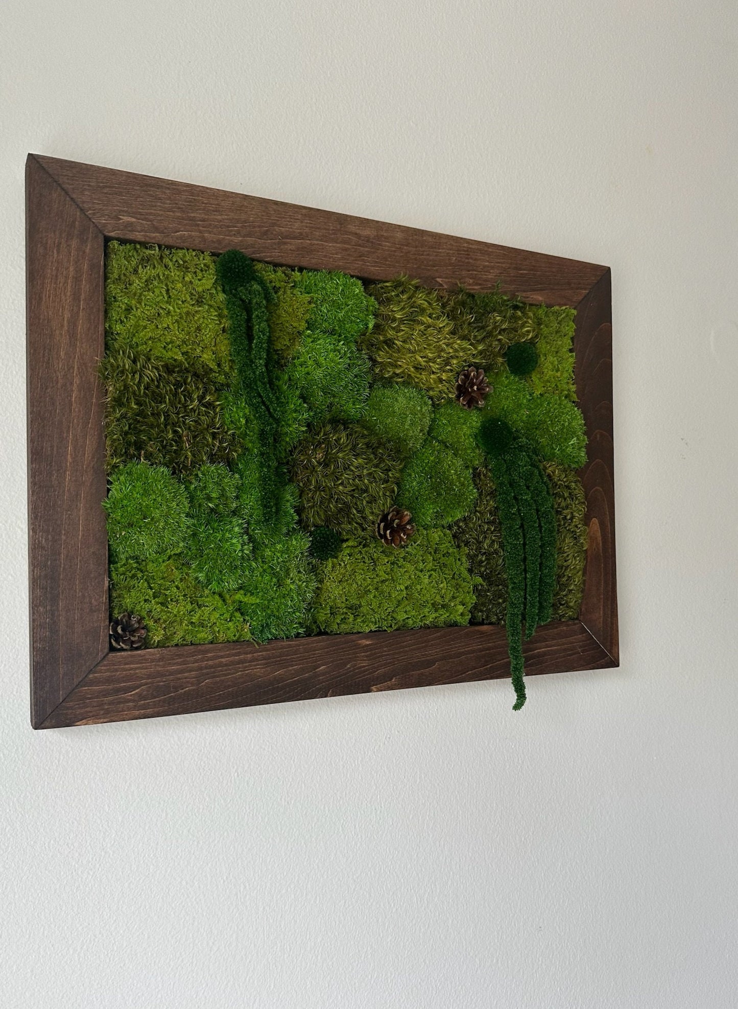 Moss Wall Art | Preserved Moss Framed | Moss Wall Decor | Moss Wall Art | Set of 1 - 4 | Rectangle Wood Frame | Medium Green, Mint and White