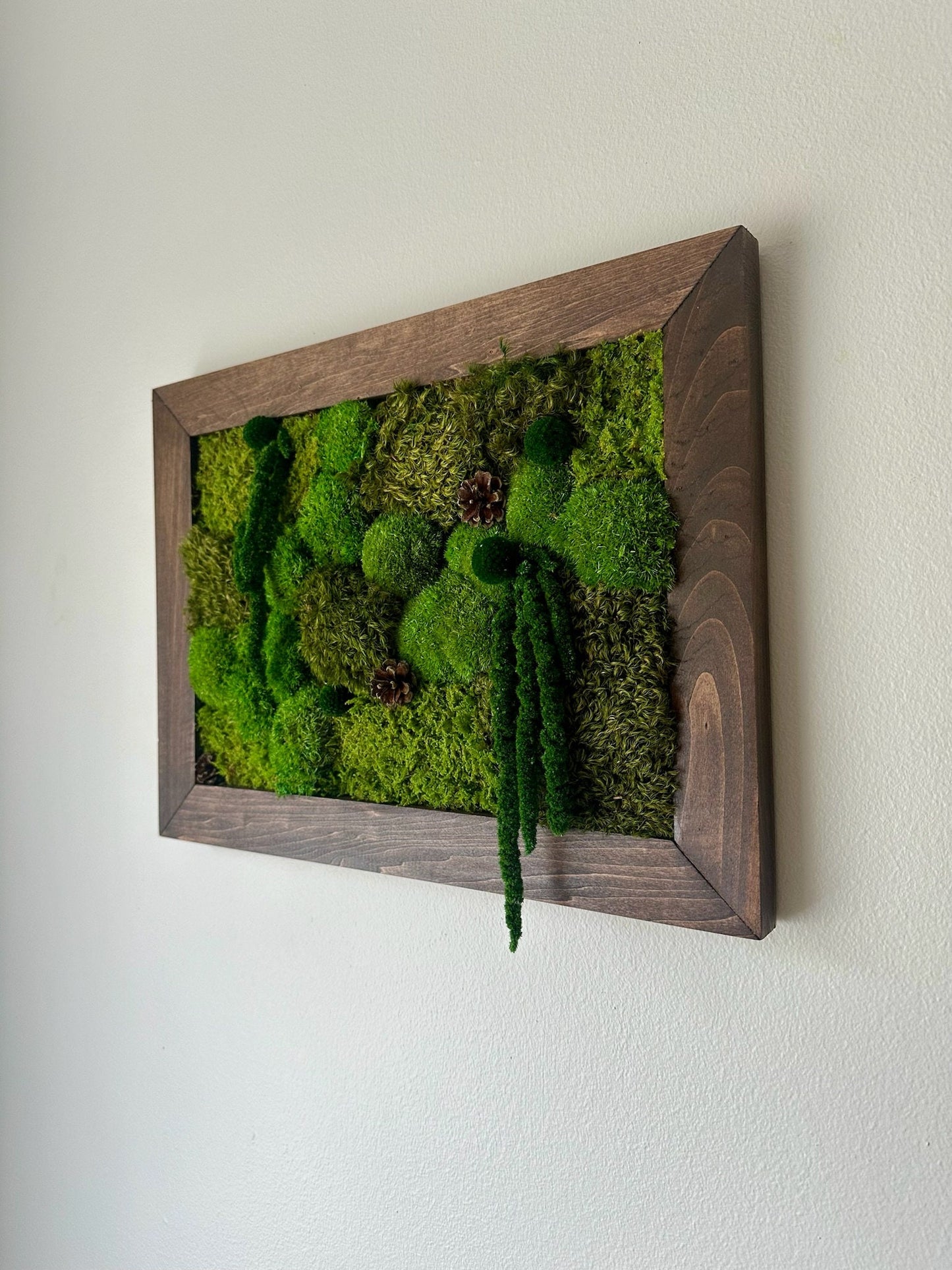 Moss Wall Art | Preserved Moss Framed | Moss Wall Decor | Moss Wall Art | Set of 1 - 4 | Rectangle Wood Frame | Medium Green, Mint and White