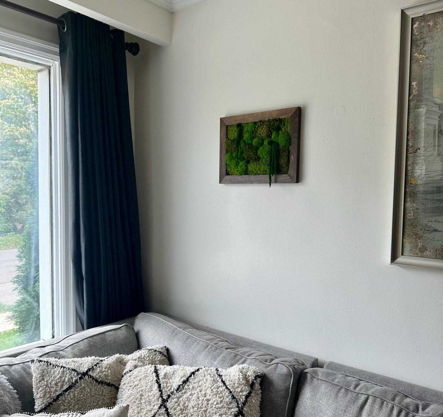 Moss Wall Art | Preserved Moss Framed | Moss Wall Decor | Moss Wall Art | Set of 1 - 4 | Rectangle Wood Frame | Medium Green, Mint and White
