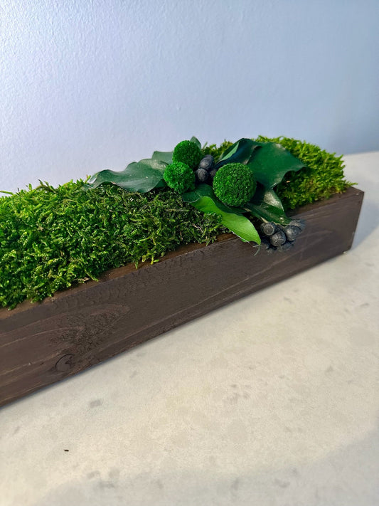 Moss Centerpiece | Sheet Moss | Moss Planter | Preserved Moss Flowers | Wood Centerpiece | One of a Kind | Gift | Christmas