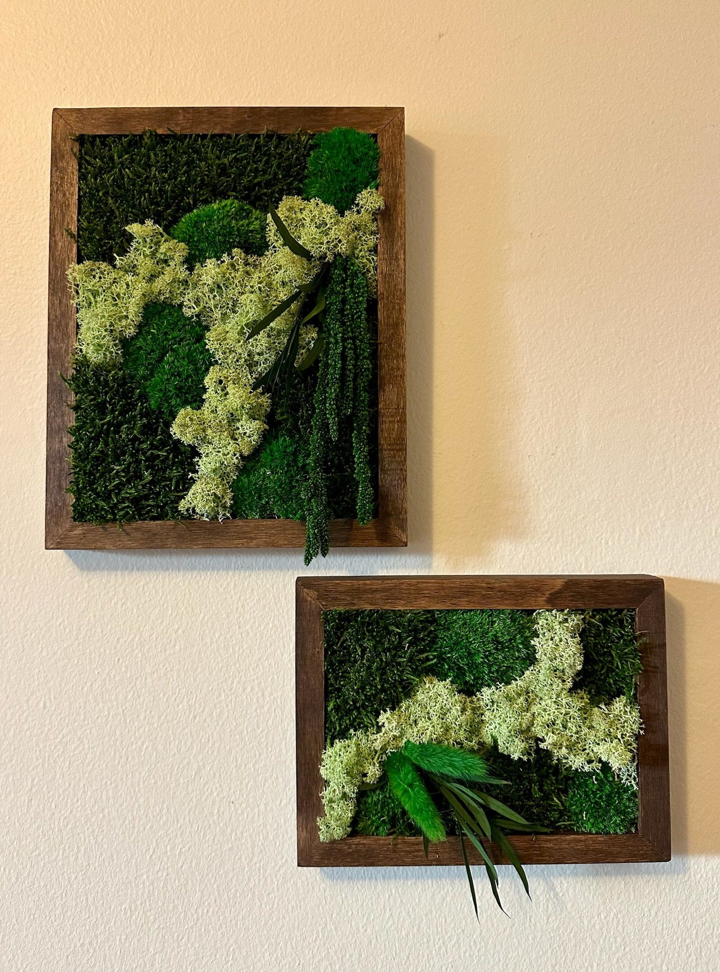 Moss Wall Art Rectangle Frame | Preserved Moss Art Framed | Moss Wall Decor | Single or Set of 2 | Pole, Reindeer & Sheet Moss | Preserved