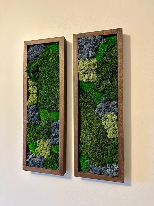 Framed Preserved Moss Wall Art: Reindeer & Pole Moss Set | USA - TARIFF FREE