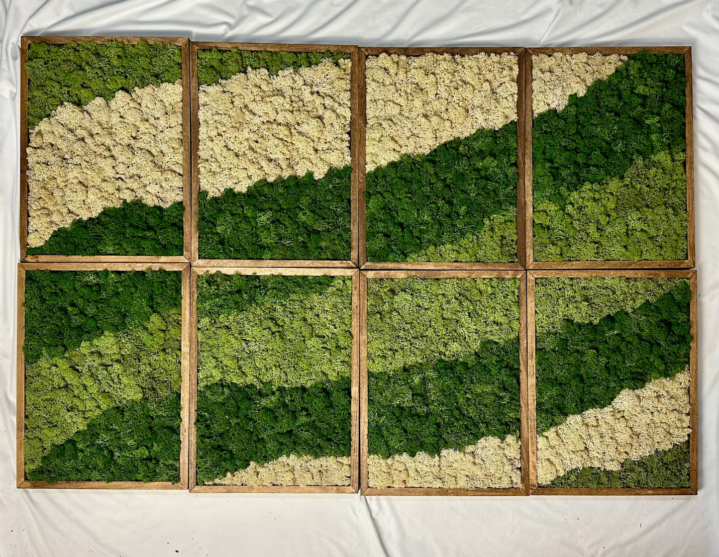 Moss Wall Art | Reindeer Moss Wall Decor | Moss Wall Art | Set of 1 - 8 | Rectangle Wood Frame | Canopy Green, Medium Green and Natural