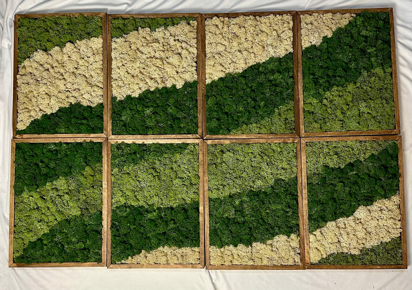 Moss Wall Art | Reindeer Moss Wall Decor | Moss Wall Art | Set of 1 - 8 | Rectangle Wood Frame | Canopy Green, Medium Green and Natural