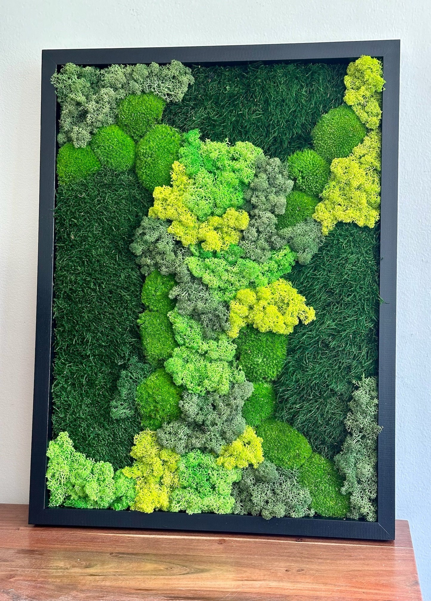 Preserved Reindeer Moss Wall Art: Wood Frame, Green Moss Decor | USA - TARIFF FREE