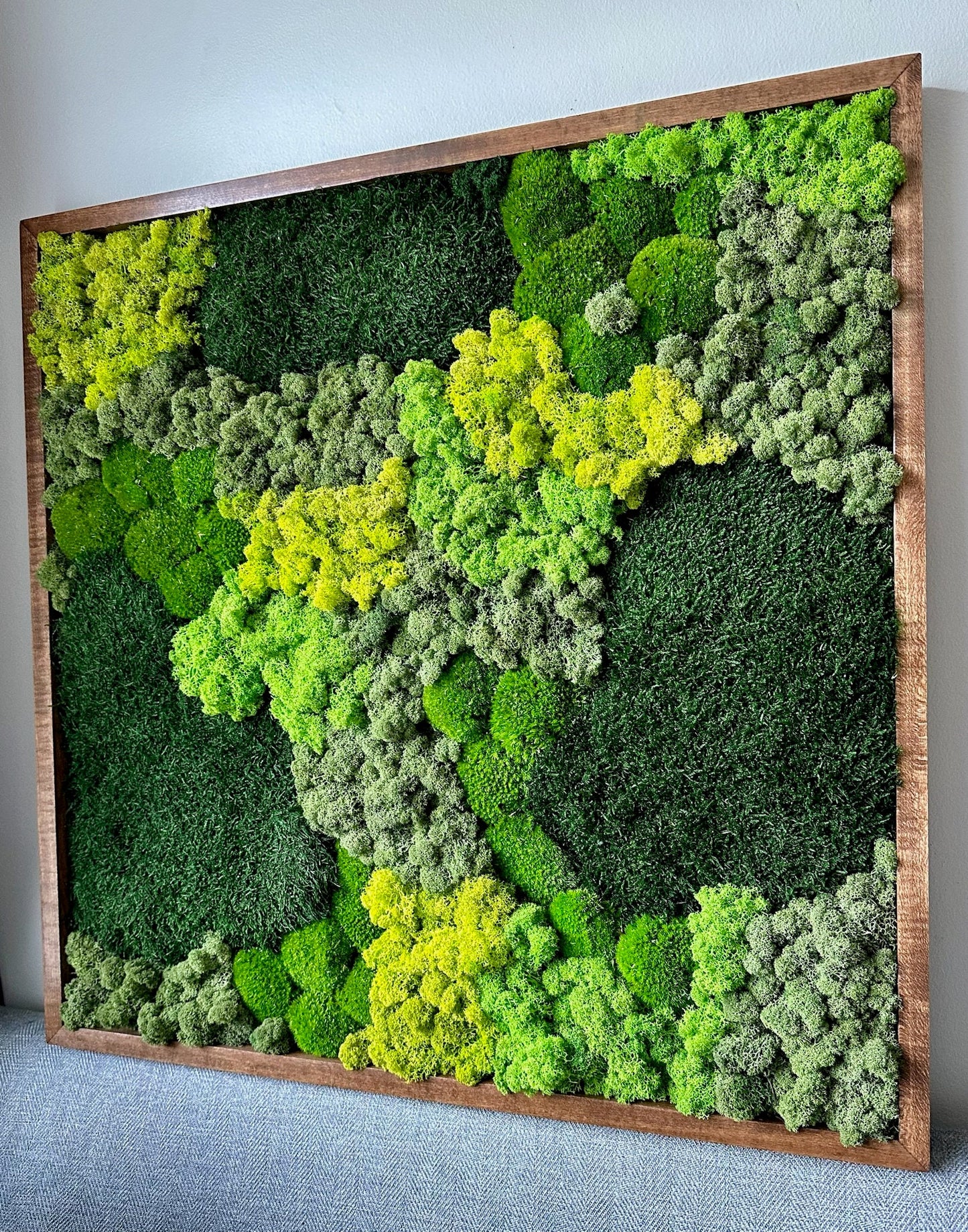 Moss Wall Art | Preserved Moss | Wall Decor | Wood Frames | 30" X 30" or 15" x 30", 1 to Set of 4 | Green Reindeer Moss, Sheet, Pole Moss