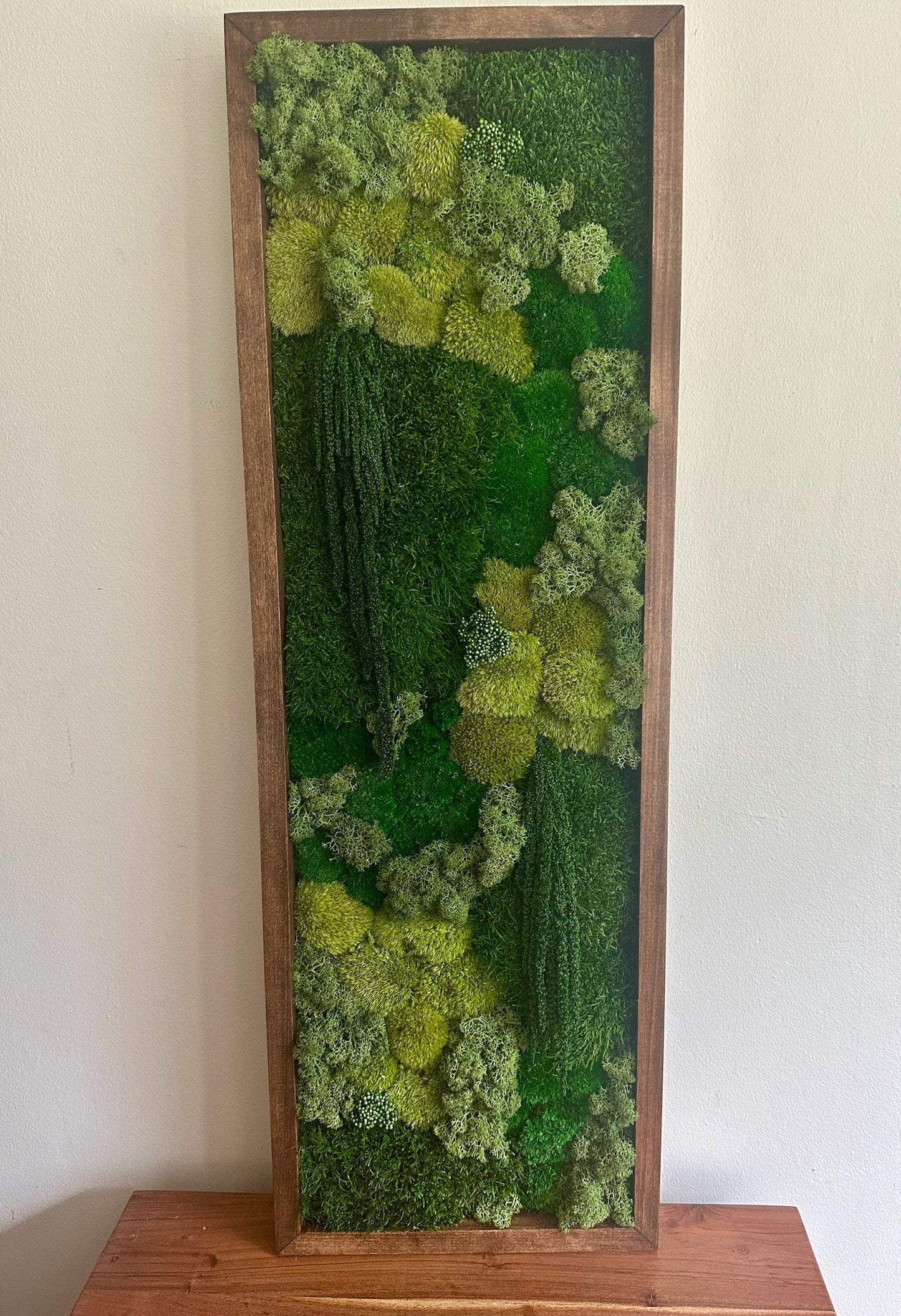Preserved Moss Wall Art: Reindeer & Sheet Moss, Rectangle Wood Frame | USA - TARIFF FREE
