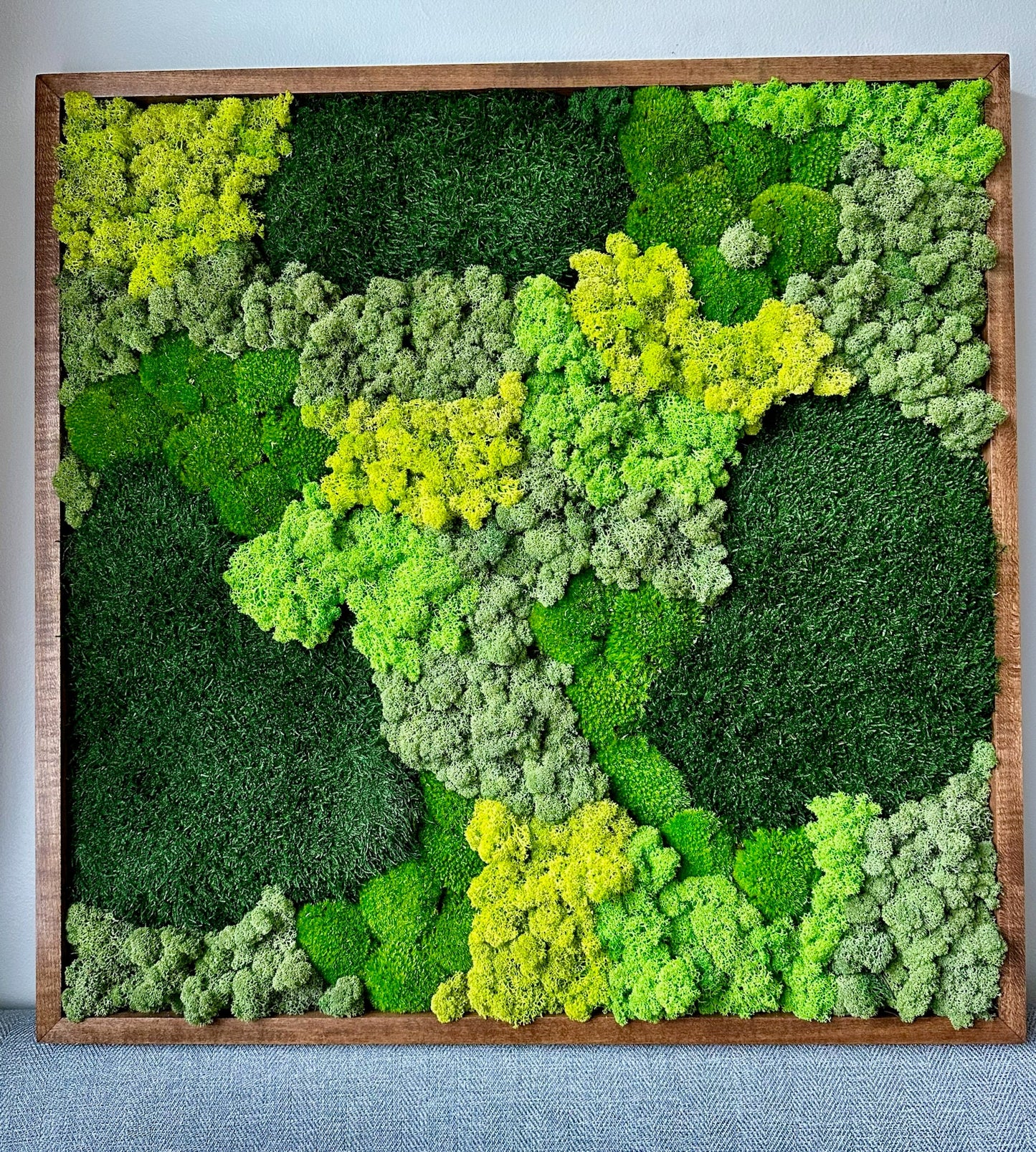 Moss Wall Art | Preserved Moss | Wall Decor | Wood Frames | 30" X 30" or 15" x 30", 1 to Set of 4 | Green Reindeer Moss, Sheet, Pole Moss