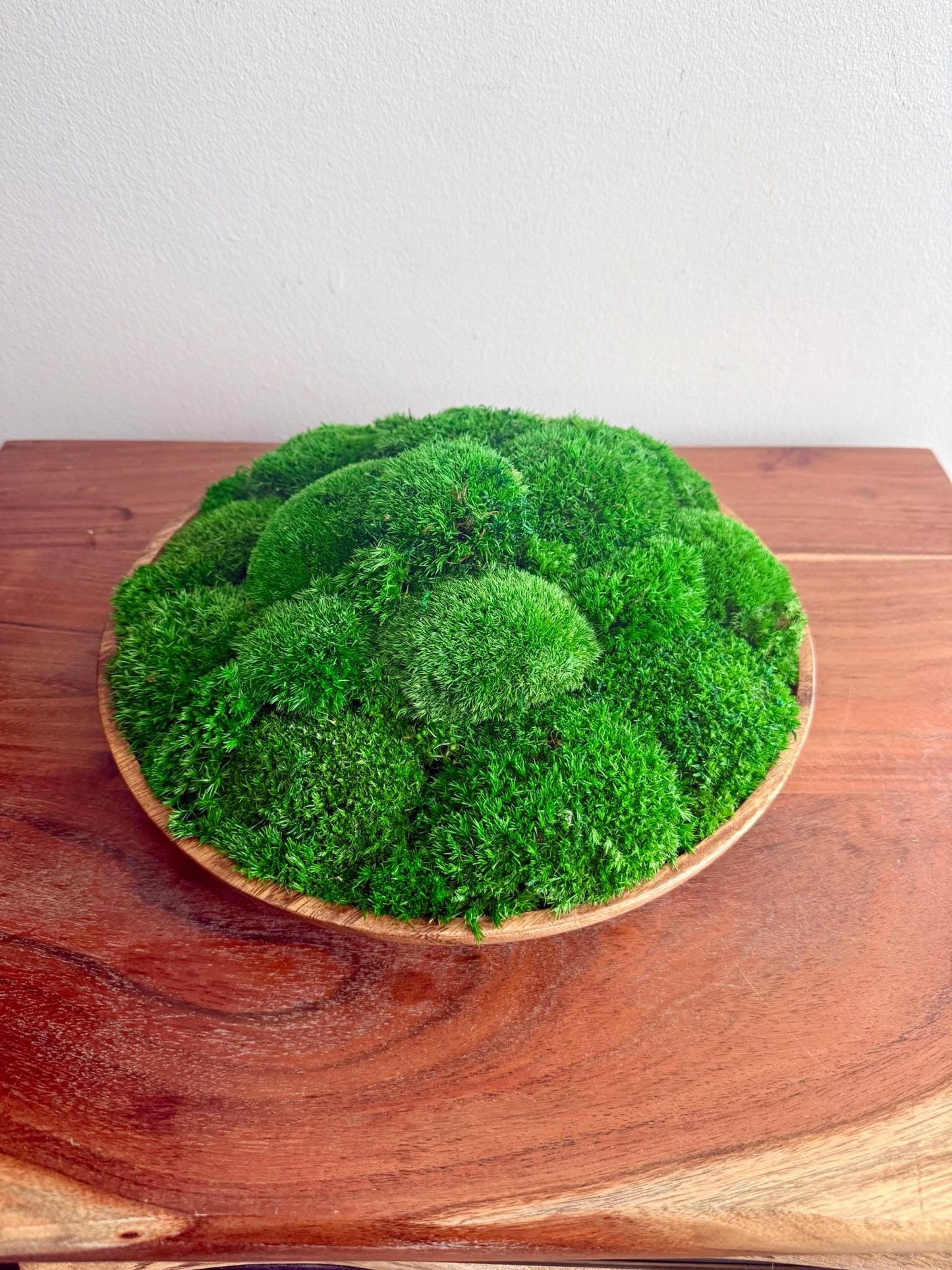 Moss Centerpiece | Pole Moss | Moss Planter | Preserved Moss Gift | Wood Nature Circle Bowl | One of a Kind | Green Pole Moss | Gift