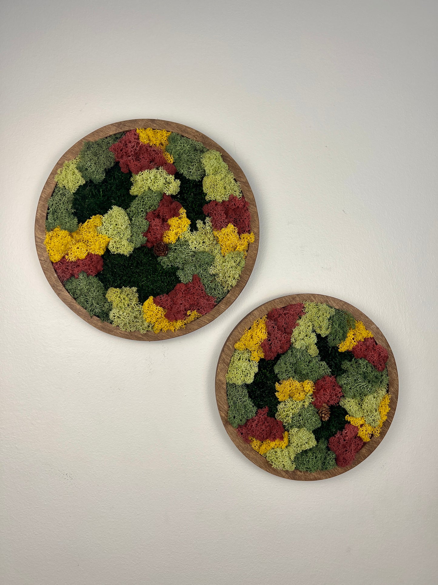 Moss Wall Art Circle - Shades of Green and Burgundy
