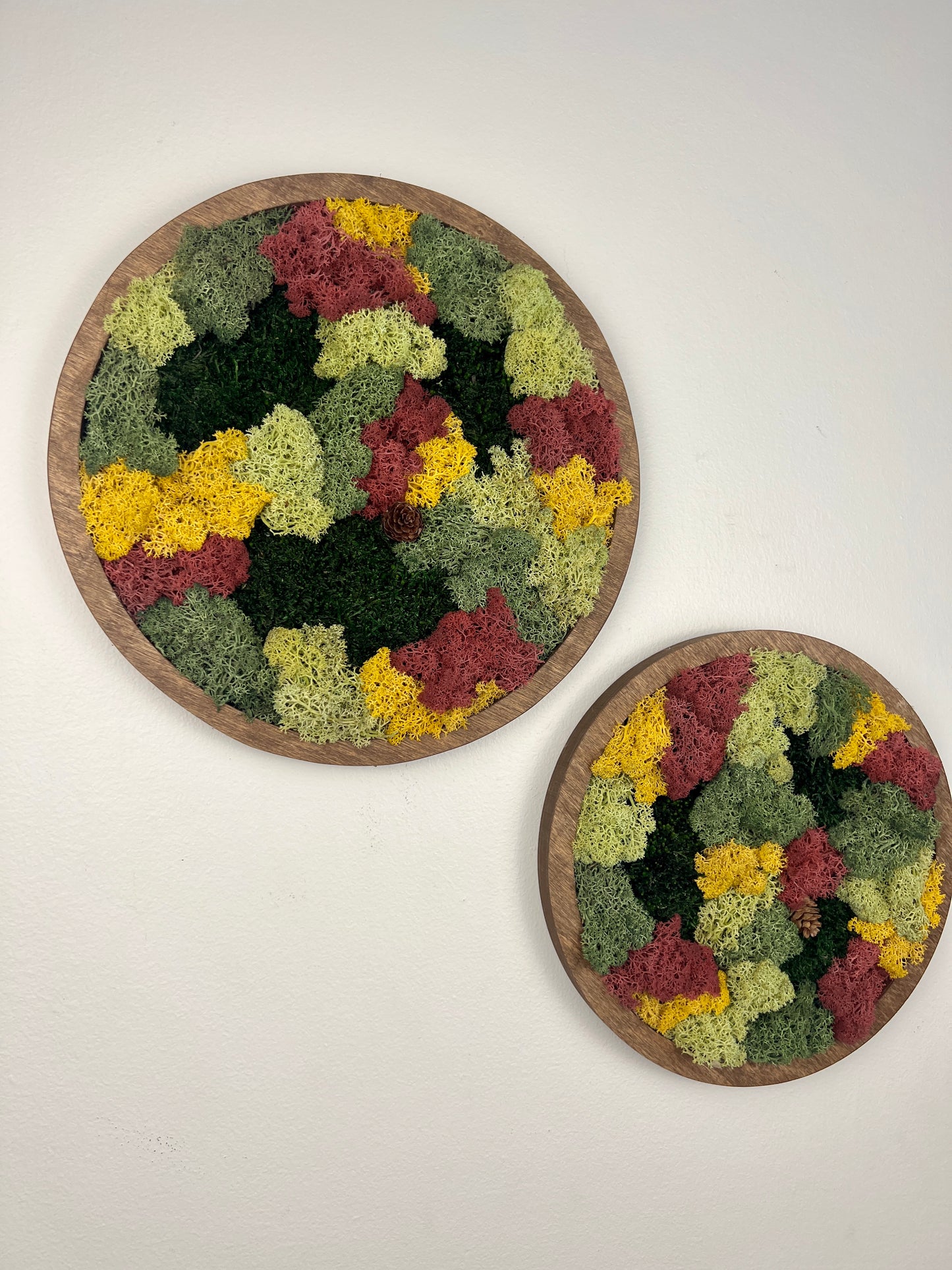 Moss Wall Art Circle - Shades of Green and Burgundy