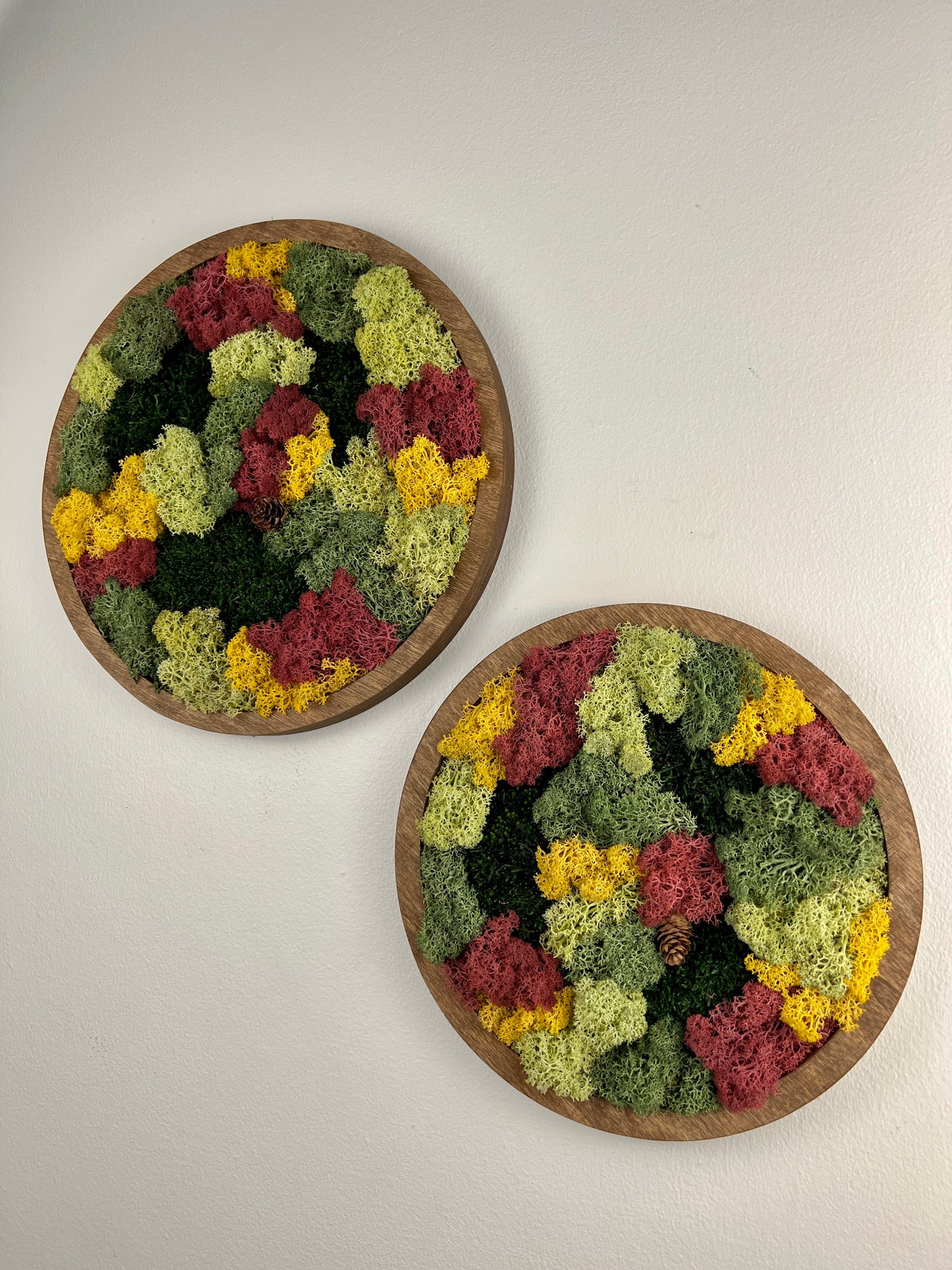 Moss Wall Art Circle - Shades of Green and Burgundy