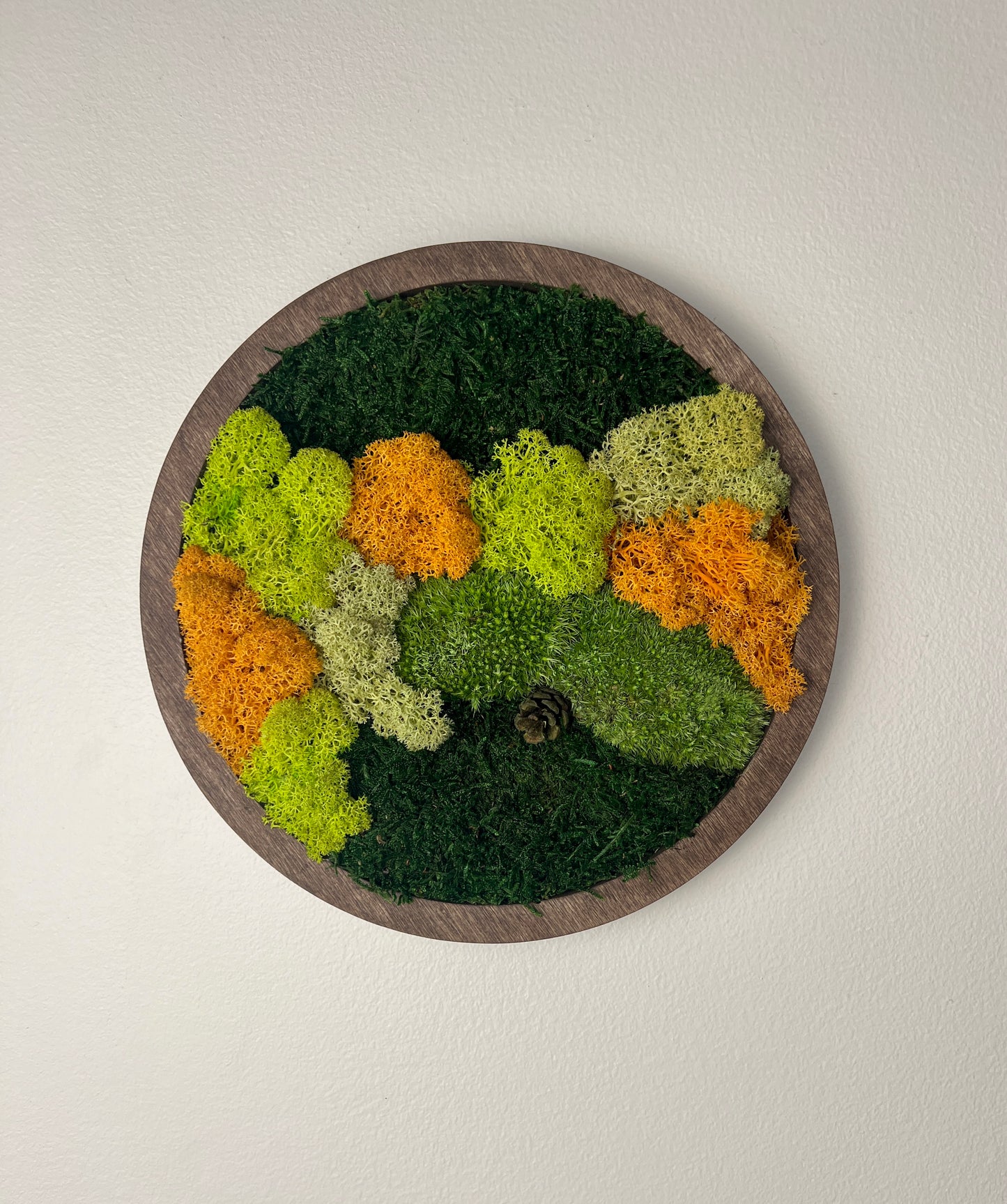 Moss Wall Art Circle - Shades of Green and Orange