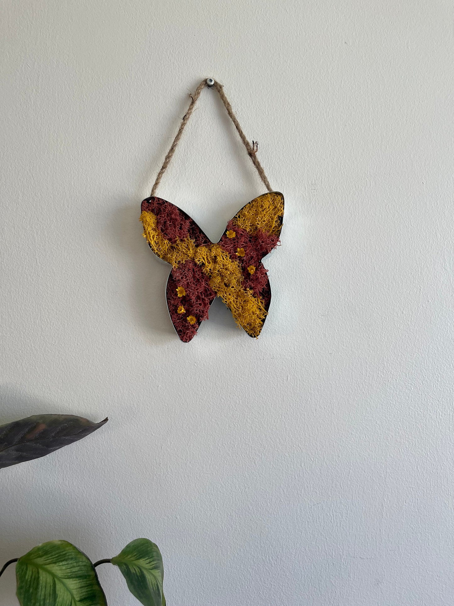 Butterfly Moss | Wall Art | Home Decor | Metal Butterfly Wall Hangings | Red and Yellow