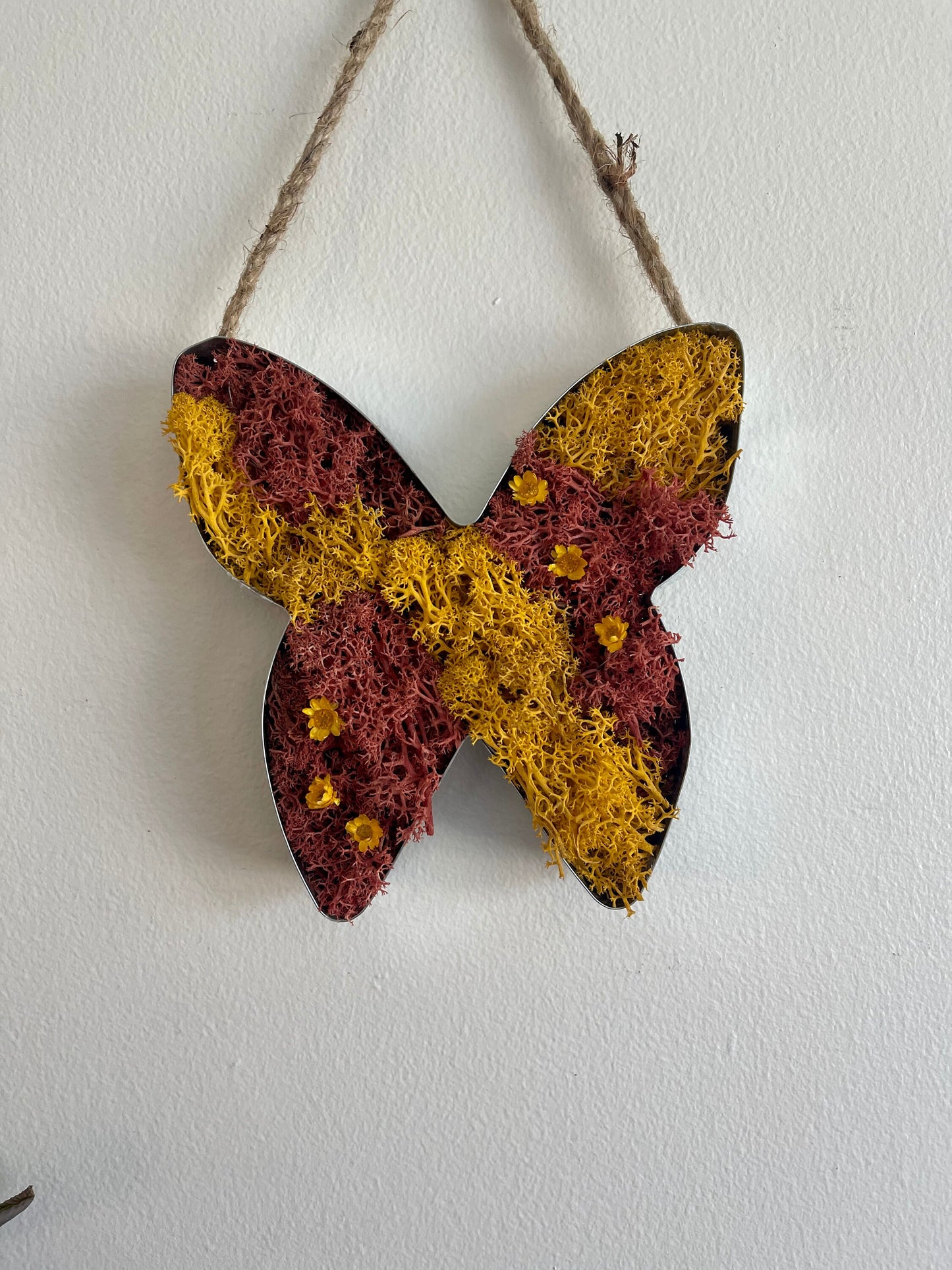 Butterfly Moss | Wall Art | Home Decor | Metal Butterfly Wall Hangings | Red and Yellow