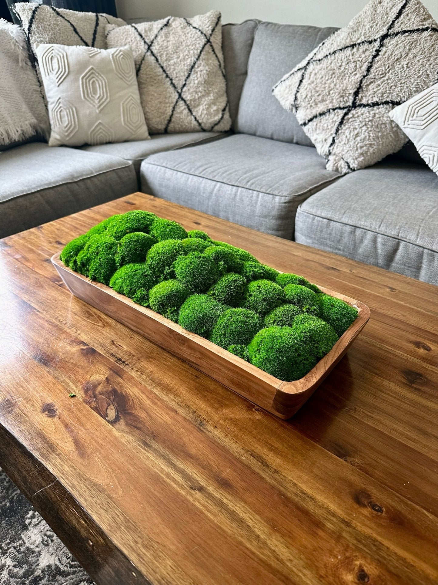 Moss Centerpiece Large | Pole Moss | Moss Planter | Preserved Moss Gift | Wood Nature Bowl | Green Pole Moss | Gift | Wedding