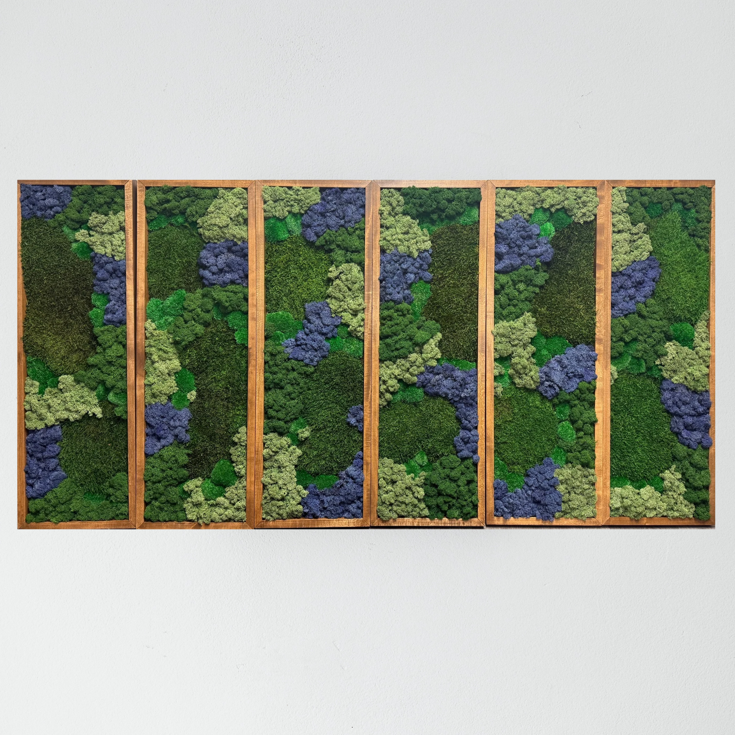 Preserved Reindeer Moss Wall Art: Rectangle Wood Frame, Blue and Green | USA - TARIFF FREE