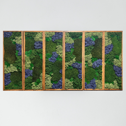 Preserved Reindeer Moss Wall Art: Rectangle Wood Frame, Blue and Green | USA - TARIFF FREE