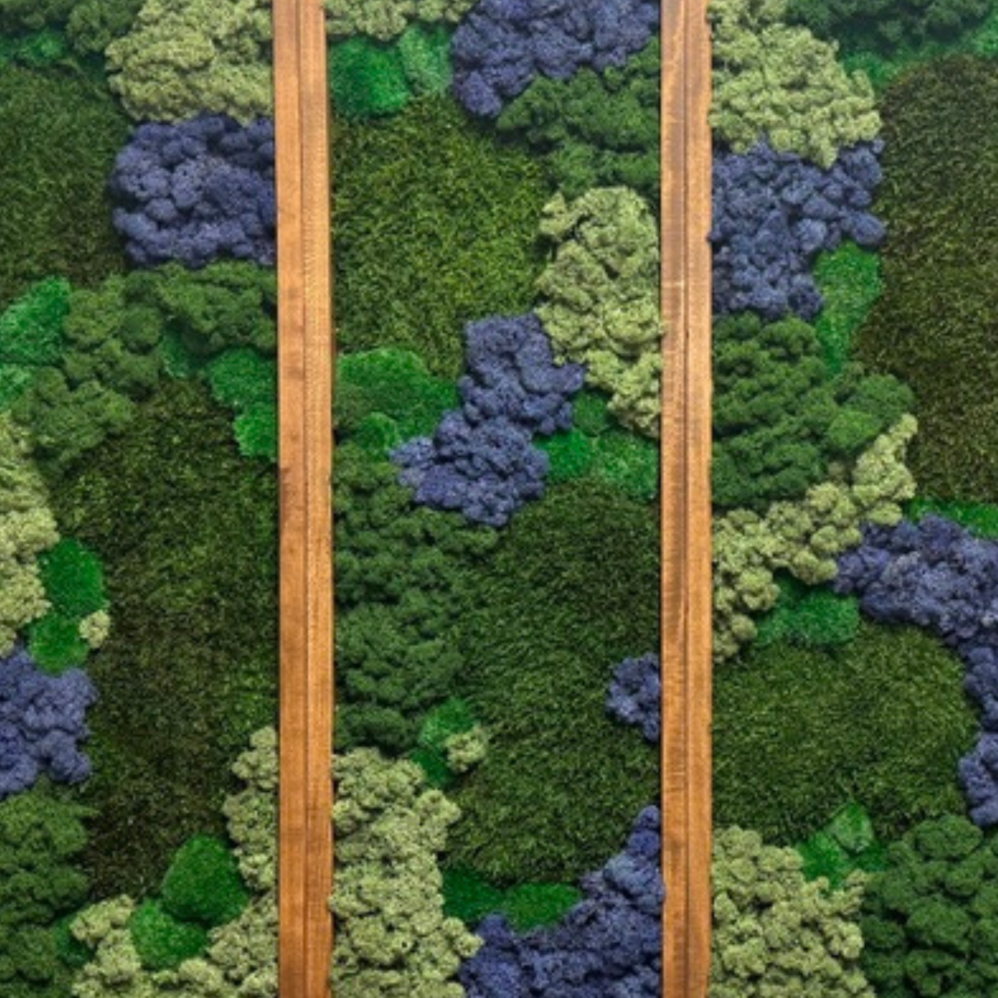 Preserved Reindeer Moss Wall Art: Rectangle Wood Frame, Blue and Green | USA - TARIFF FREE