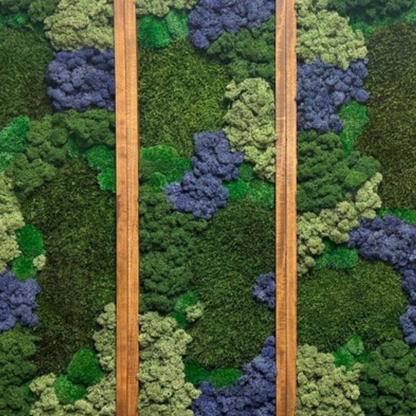 Preserved Reindeer Moss Wall Art: Rectangle Wood Frame, Blue and Green | USA - TARIFF FREE