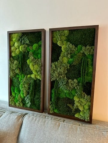 Long Rectangle Preserved Moss Decor - 15" by 30" - Pole & Reindeer Moss