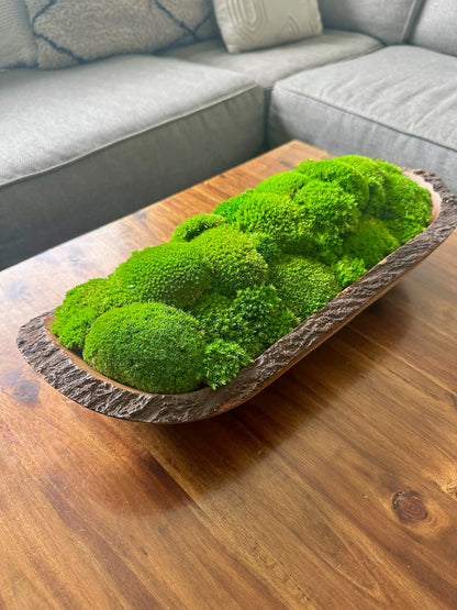 Moss Centerpiece Large | Pole Moss | Moss Planter | Preserved Moss Gift  | Wood Nature Bowl | Green Pole Moss | Gift | Wedding