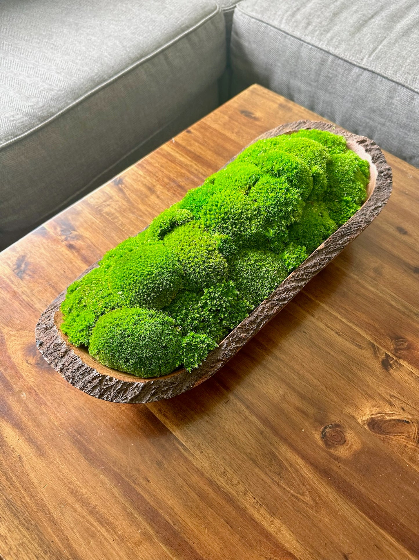 Moss Centerpiece Large | Pole Moss | Moss Planter | Preserved Moss Gift  | Wood Nature Bowl | Green Pole Moss | Gift | Wedding