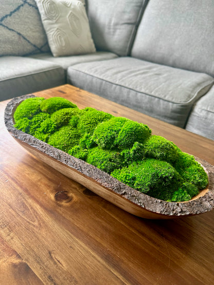 Moss Centerpiece Large | Pole Moss | Moss Planter | Preserved Moss Gift  | Wood Nature Bowl | Green Pole Moss | Gift | Wedding