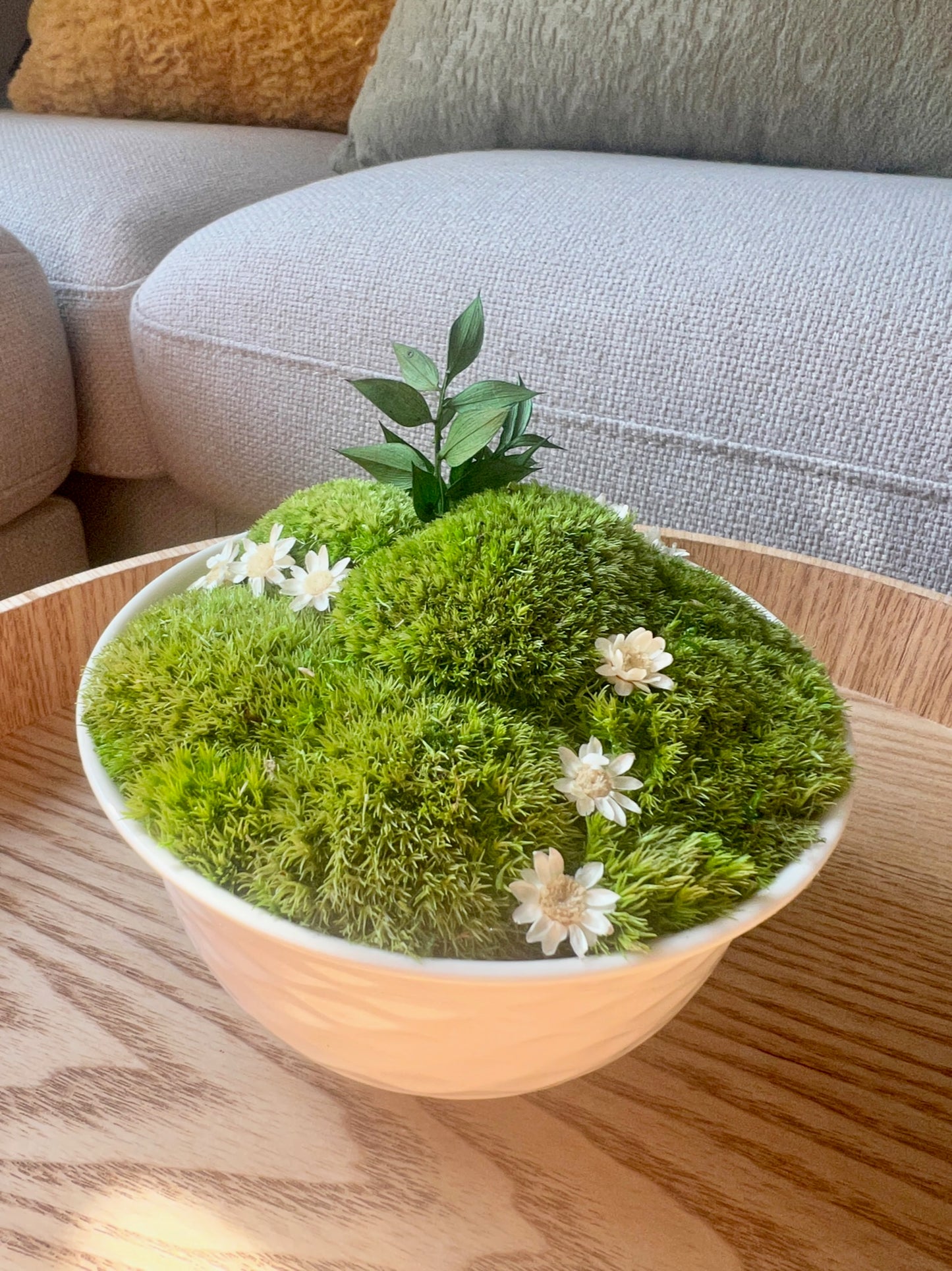 Moss Centerpiece | Mood Moss | Preserved Moss Gift | Ceramic Centerpiece Bowl | One of a Kind | Green Mood Moss | Wedding Centrepiece