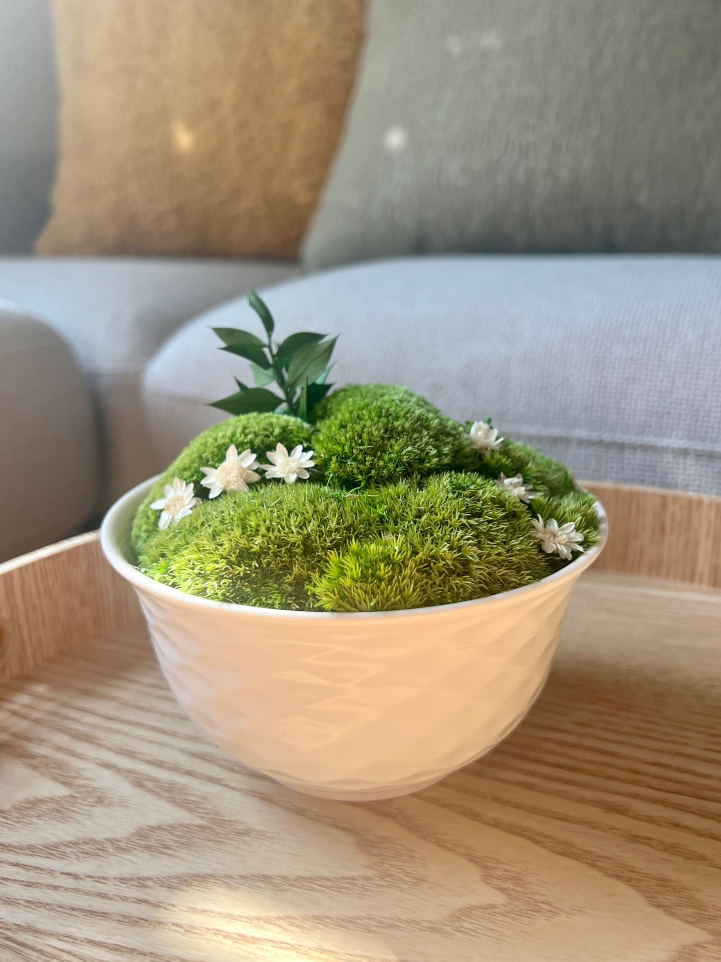 Moss Centerpiece | Mood Moss | Preserved Moss Gift | Ceramic Centerpiece Bowl | One of a Kind | Green Mood Moss | Wedding Centrepiece