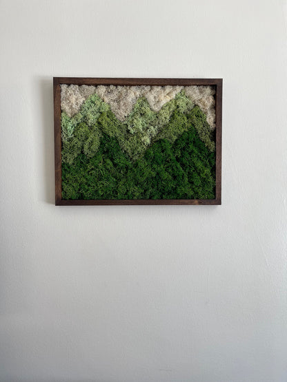 Preserved Reindeer Moss Wall Art: Green Mountain Landscape | 12" by 16" | USA - TARIFF FREE