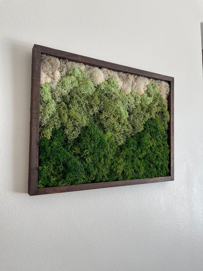 Preserved Reindeer Moss Wall Art: Green Mountain Landscape | 12" by 16" | USA - TARIFF FREE