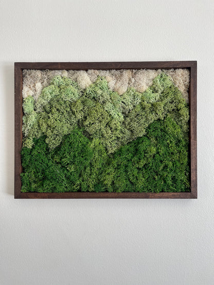 Preserved Reindeer Moss Wall Art: Green Mountain Landscape | 12" by 16" | USA - TARIFF FREE