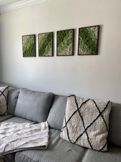 Preserved Moss Wall Art: Rectangle Wood Frame, Green & White | USA - TARIFF FREE