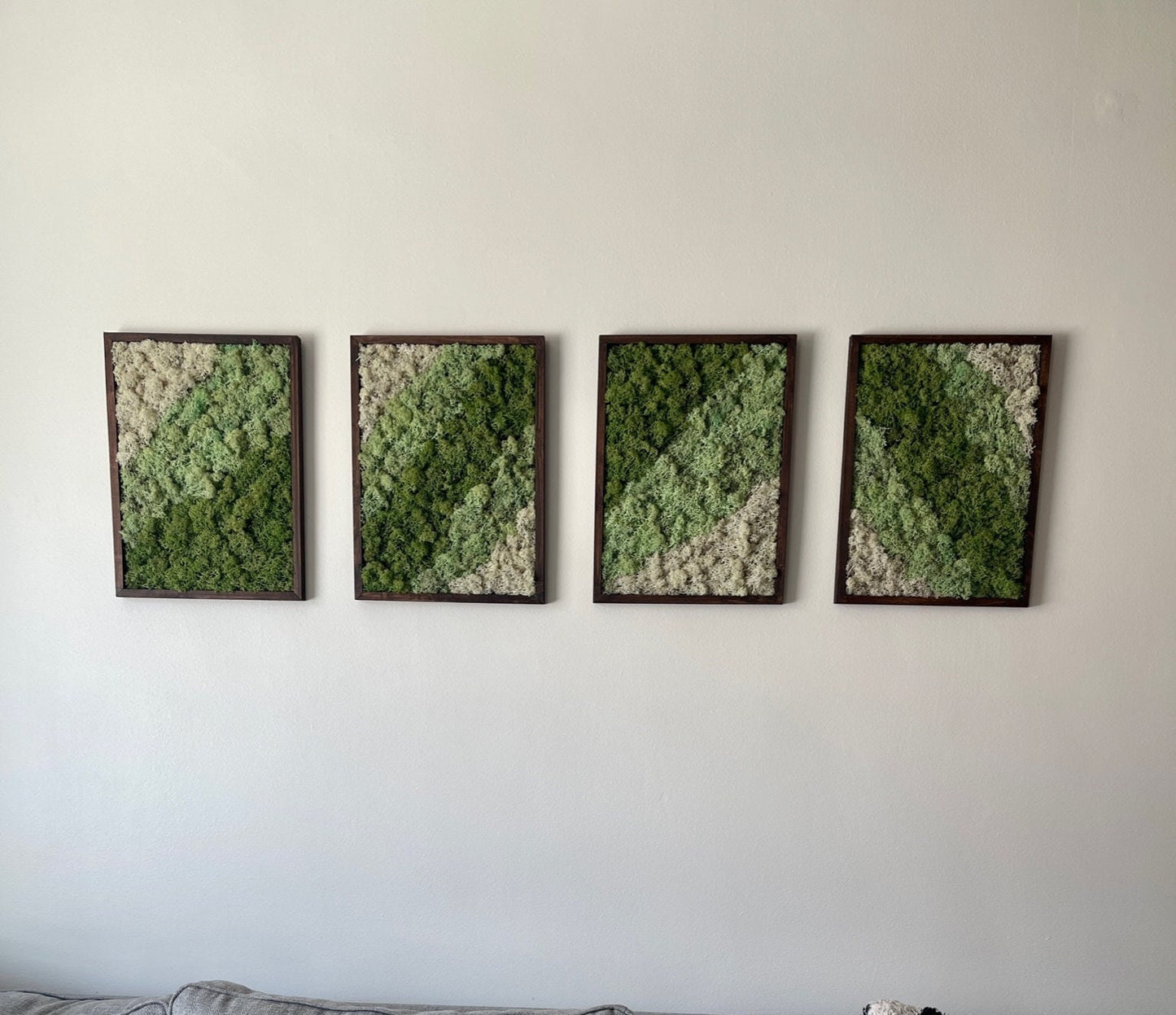 Preserved Moss Wall Art: Rectangle Wood Frame, Green & White | USA - TARIFF FREE