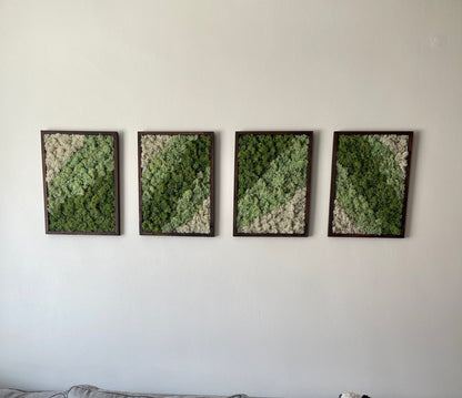 Preserved Moss Wall Art: Rectangle Wood Frame, Green & White | USA - TARIFF FREE
