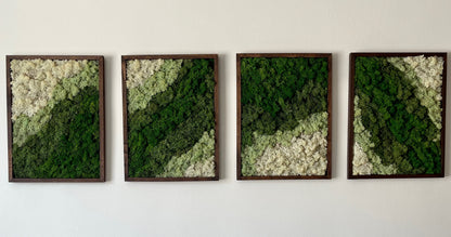 Reindeer Moss Wall Art: Rectangle Wood Frame, Preserved Moss Decor | USA - TARIFF FREE