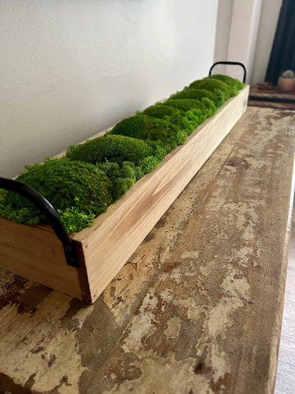 Moss Centrepiece | Pole  Moss Rectangle | Preserved Moss Gift  | Wood Moss Bowl | One of a Kind | Green Pole Moss | Wedding Gift