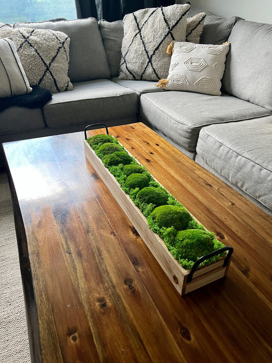 Moss Centrepiece | Pole  Moss Rectangle | Preserved Moss Gift  | Wood Moss Bowl | One of a Kind | Green Pole Moss | Wedding Gift