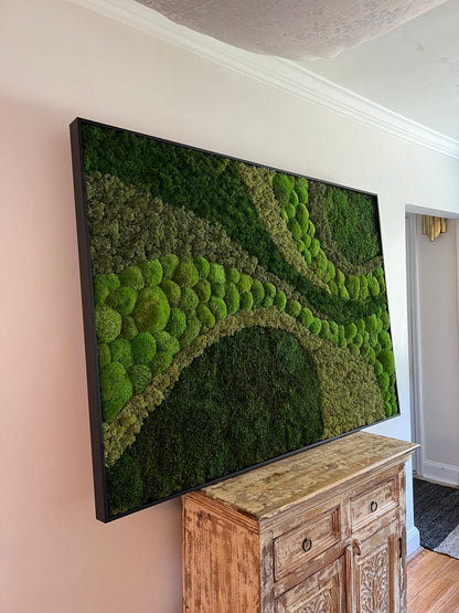 Large Preserved Moss Wall Art: Reindeer & Sheet Moss | USA - TARIFF FREE