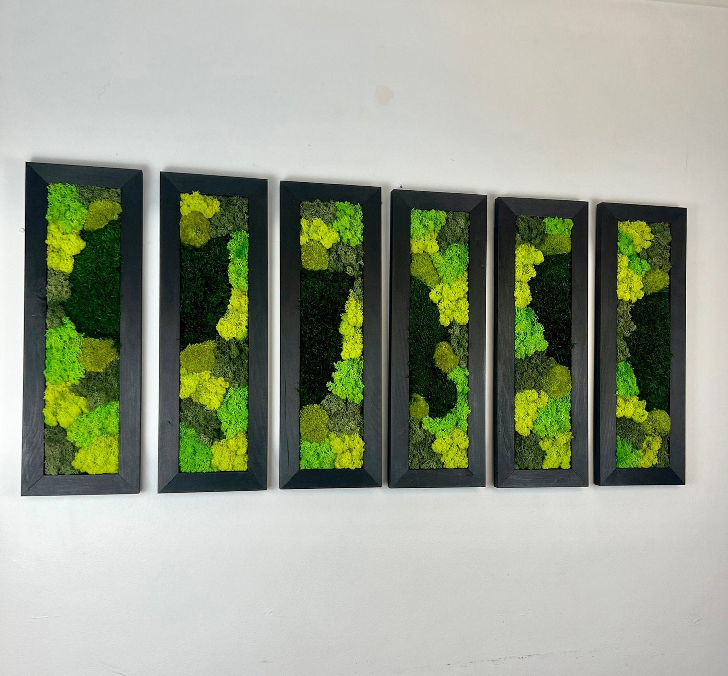 Moss Wall Art | Preserved Moss Art Framed | Moss Wall Decor | Large Rectangle Single to Six Set | Reindeer Pole Moss | Two Frame Options