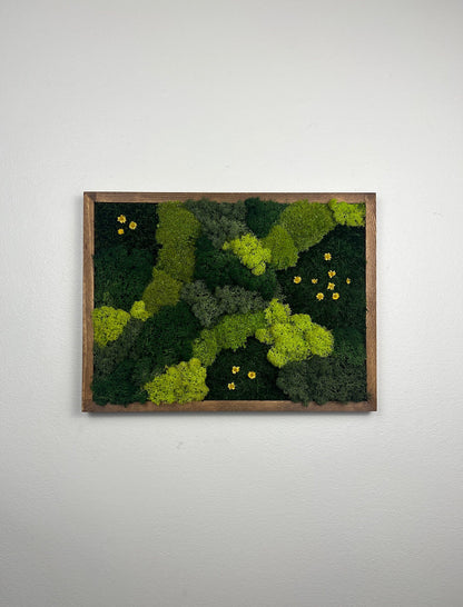 Preserved Moss Wall Art: Reindeer Moss in Wood Frame (12x16) | USA - TARIFF FREE