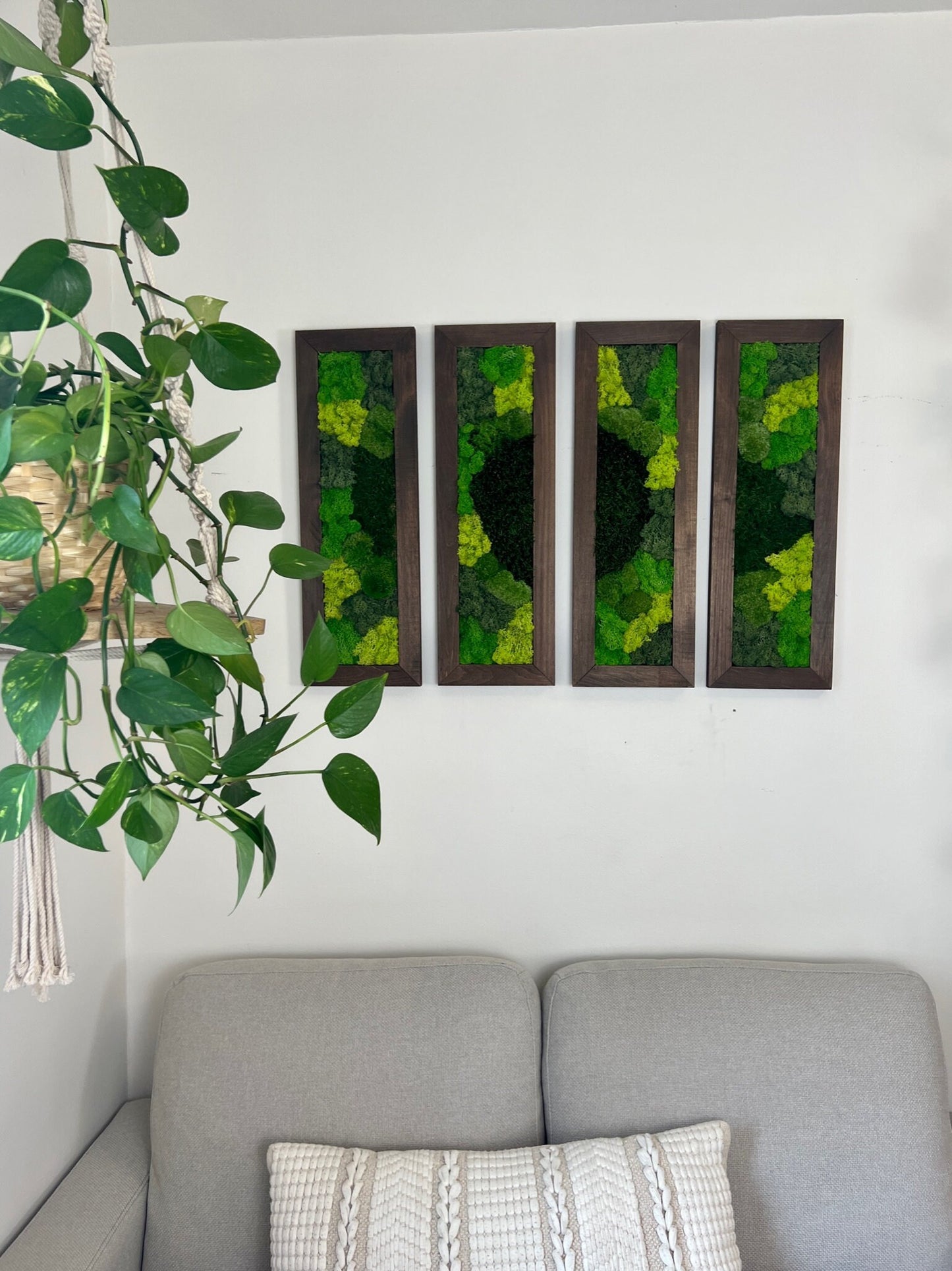 Preserved Reindeer Moss Wall Art: 24” x 8” Wood Frame | USA - TARIFF FREE