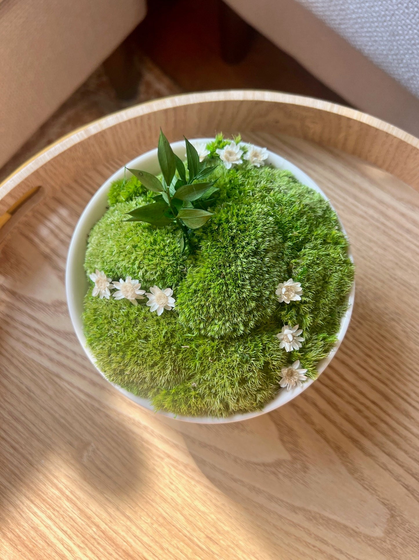 Moss Bowl Centrepiece | Moss | Preserved Moss Gift  | Ceramic Moss Bowl | One of a Kind | Green Pole Moss | Preserved Fern | Wedding Gift |