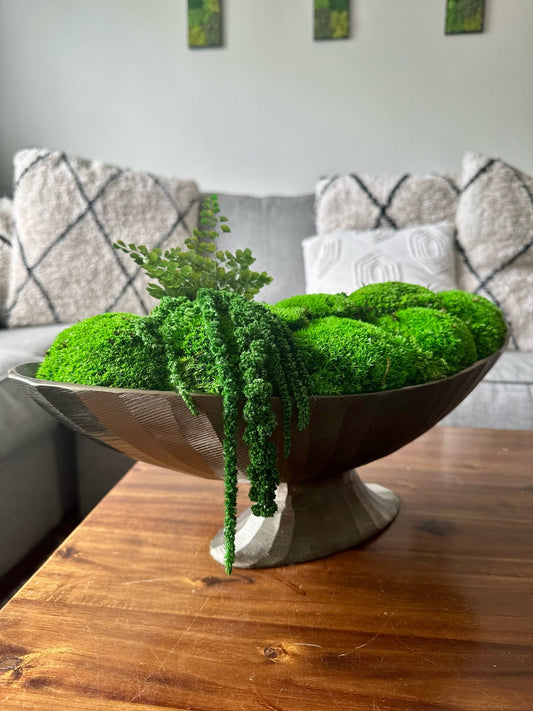 Moss Metal Centrepiece | Pole Moss | Preserved Moss Gift | Long Moss Centerpiece | One of a Kind | Pole Moss | Gift Centrepiece